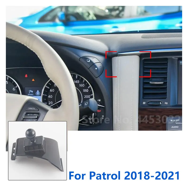 17mm Montarias Especiais Para Nissan Patrol Car Titular do Telefone de GPS, Suporte Fixo do Suporte de Saída de Ar da Base de dados de Acessórios 2018-2021