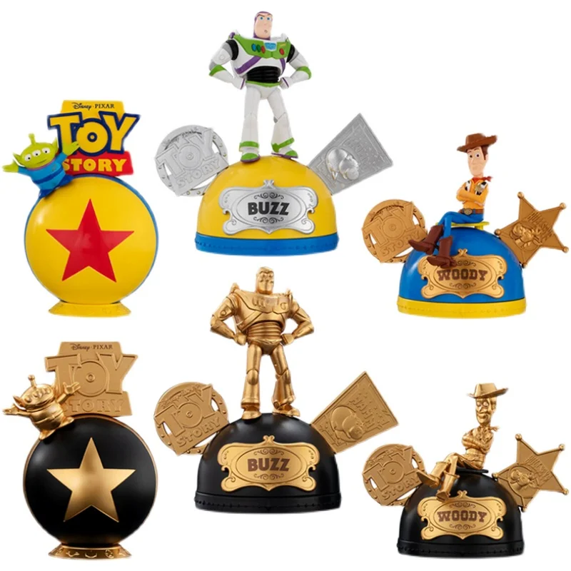 Bandai Genuíno GashaponToy História Boneca Ornamento Woody, Buzz Lightyear Alienígena Modelo De Anime Figura De Ação Colete Modelo De Brinquedos Presentes