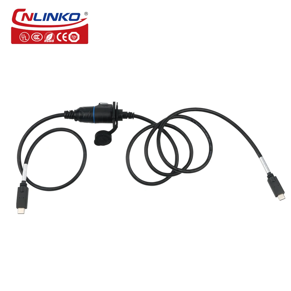 CNLINKO Impermeável Tipo-C Industrial USB 3.1 Plugue Macho Fêmea Jacks Painel de Montagem de 0,5 m Cabo de Extensão USB Conector de Dados