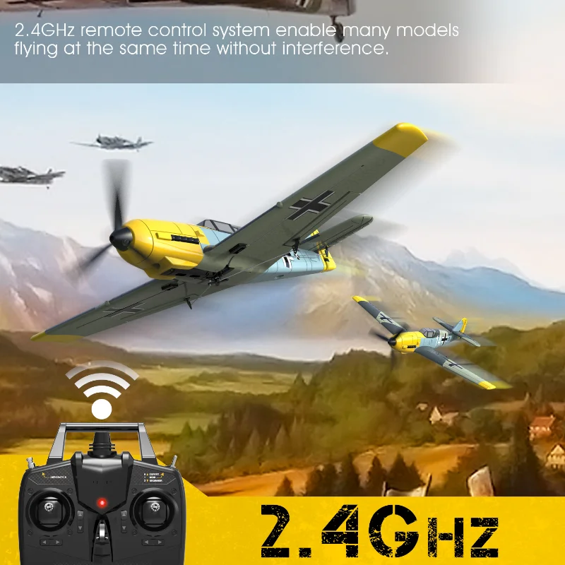 Controle remoto de Avião BF109 2.4 GHz 4 CANAIS de 400mm de Envergadura de asas de Uma Chave U-Turn Acrobático RC Avião RC Brinquedos de Presente 761-11 drones avião