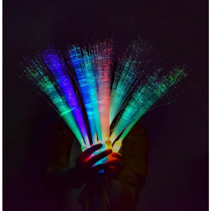 DIODO emissor de Luz de Fibra Óptica Varinhas Varas do Fulgor de Piscamento Shows Rave Coloridas Piscando Concerto com Alça de DIODO emissor de Luz Mostra de Brinquedos