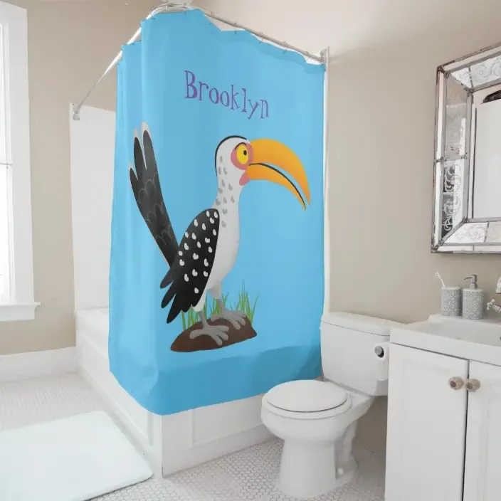 Divertido cute animal print padrão decorativo cortina de chuveiro do banheiro de Casa decoração impermeável cortina de chuveiro