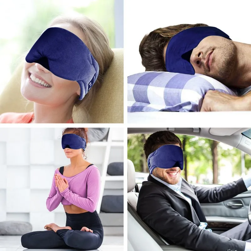 Dormir de Olho Máscara de Cobertura sem Fio Bluetooth compatível V5.0 Fones de ouvido Estéreo Mãos-livres Fone de ouvido Música Cabeça de cancelamento de Ruído
