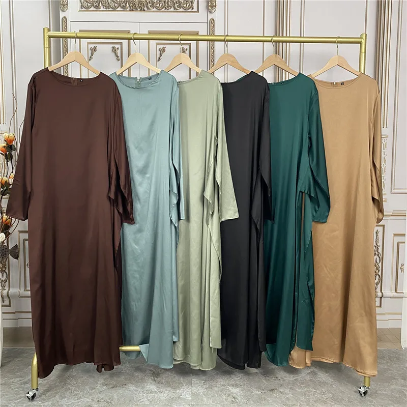 Luxo Cetim Dubai Abaya para as Mulheres Eid Ramadã vestimenta Muçulmana 2023 Novo Grande Vestidos de Manga Longa e Cardigan Define o Islã Roupas