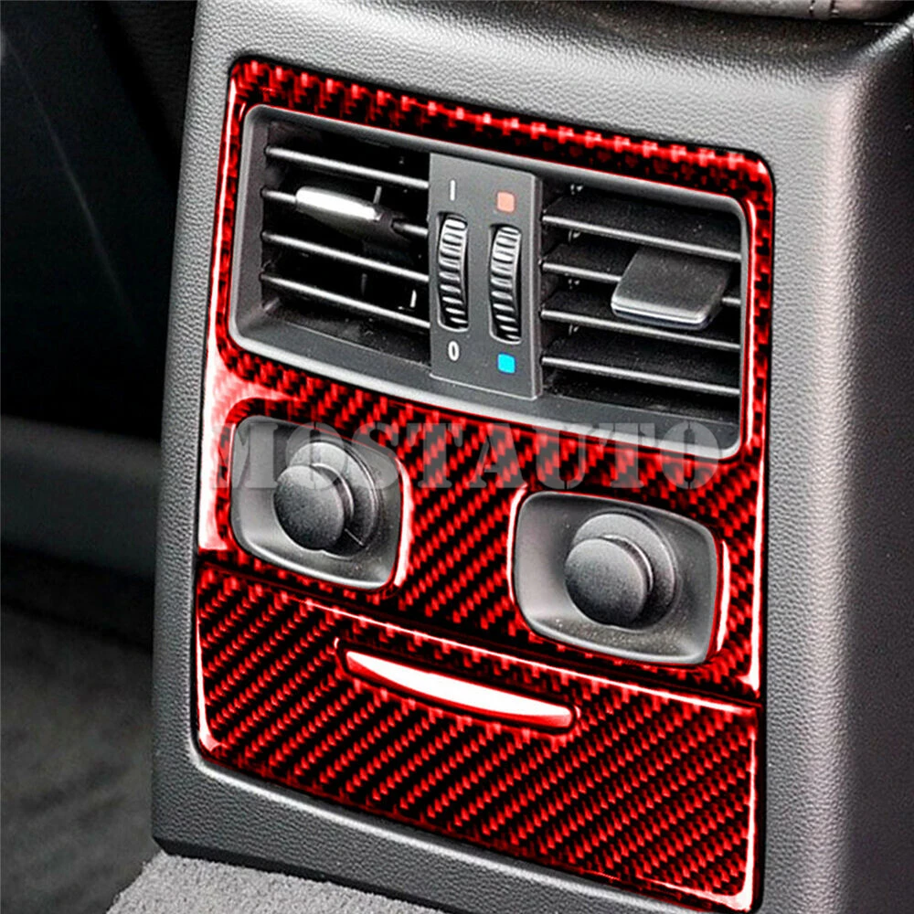 Para o BMW Série 3 E90 E92 Vermelho de Fibra de Carbono, Interior do apoio de Braços Central Traseiro de Ventilação de Ar de Saída Tampa Guarnição 2005-2012 2pcs Estilo B