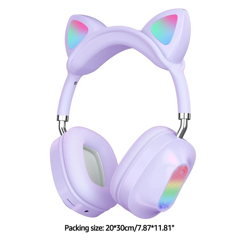 Poderoso Realista Fone de ouvido sem Fio Esportes Executando o Gato de Ouvido Fone de Luz do RGB